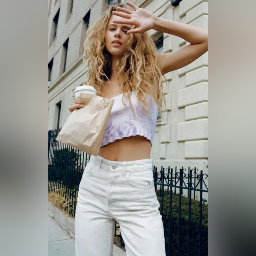 ZARA RIBBED TIE DYE CROP TOP